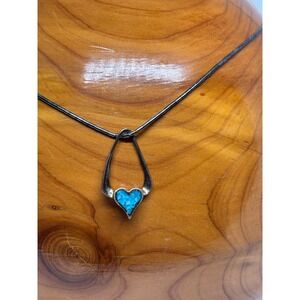 Sterling Silver Turquoise Heart Necklace Southwestern Pendant Bell Trading Post